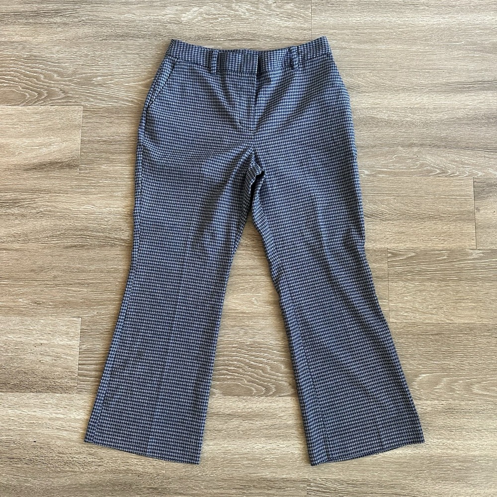 Worthington Crop Flare Houndstooth Pants Gray Women's Petite 4P